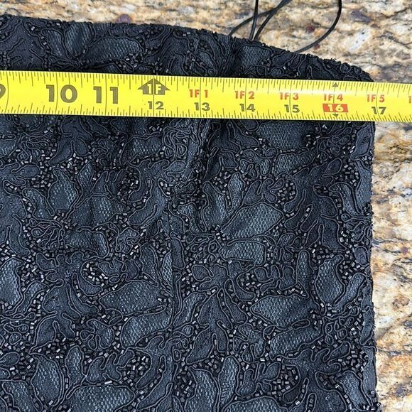 Carmen Marc Valvo Black Floral Beaded Evening Corset Top Size 14 - Picture 6 of 8